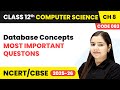 Database Concepts - Most Important Questions | Chapter 8 | Class 12th | CS (Code 083) | CBSE 2025-26