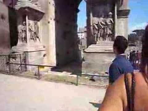 Tour guide explaining details of Arch of Septimius Severus...i love her