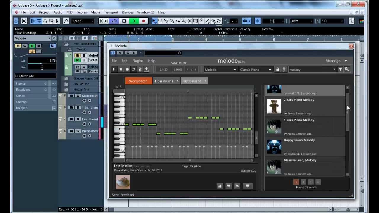 Creating a melody in 2 minutes with Cubase and Melodo