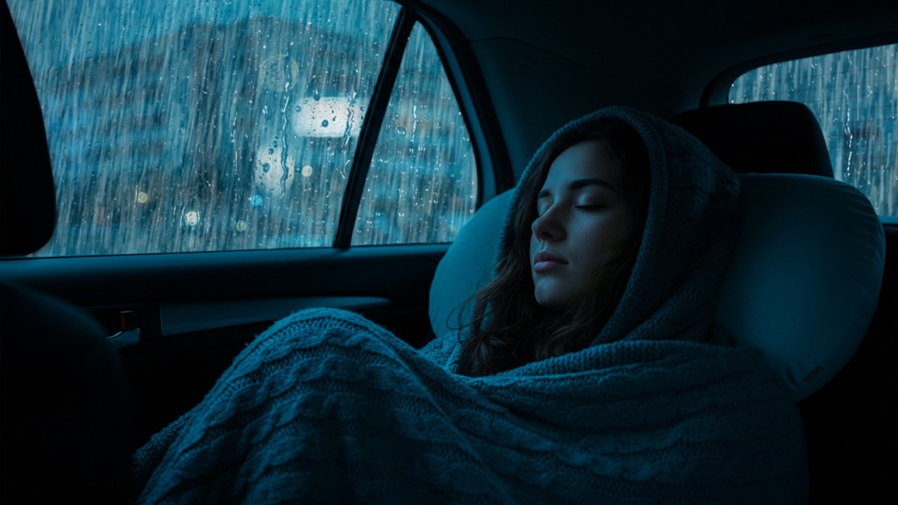 Achieve Deep Sleep 🌙 Stress Relief 💤 Pouring Rain & Powerful Thunder on Your Car at Night