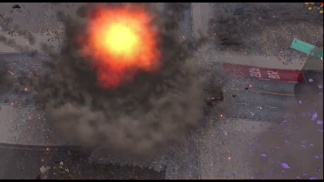Nuclear bomb exploding in city( animation)
