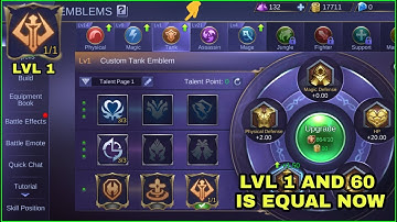 NEW FEATURE LVL 1 EMBLEM AND LVL 60 IS EQUAL | MOBILE LEGENDS