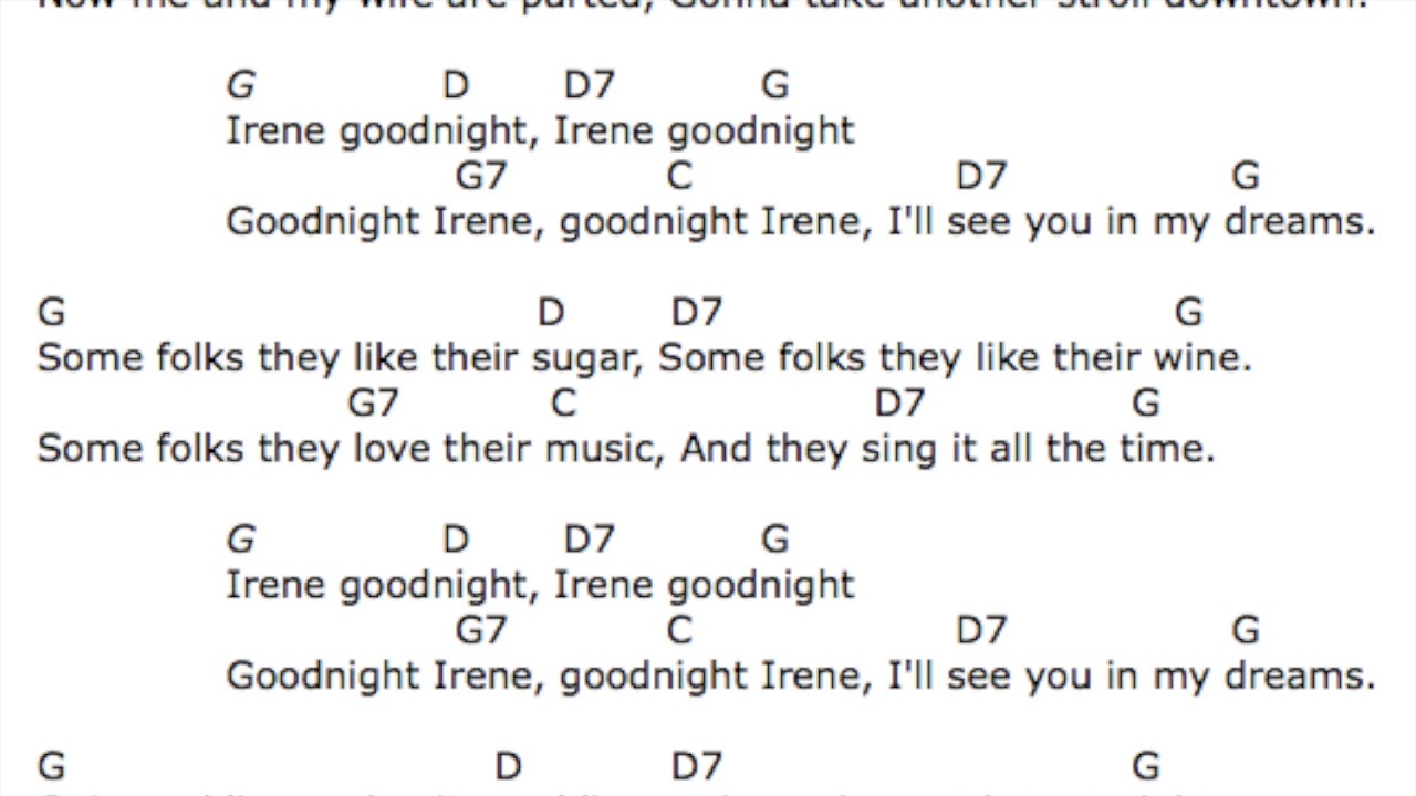 Goodnight Irene, ukulele play along, easy 4 chords, key of G! YouTube
