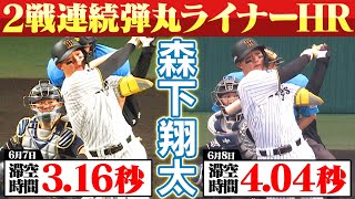 合計7.20秒】森下翔太が2試合連続の弾丸ライナーホームラン！滞空時間