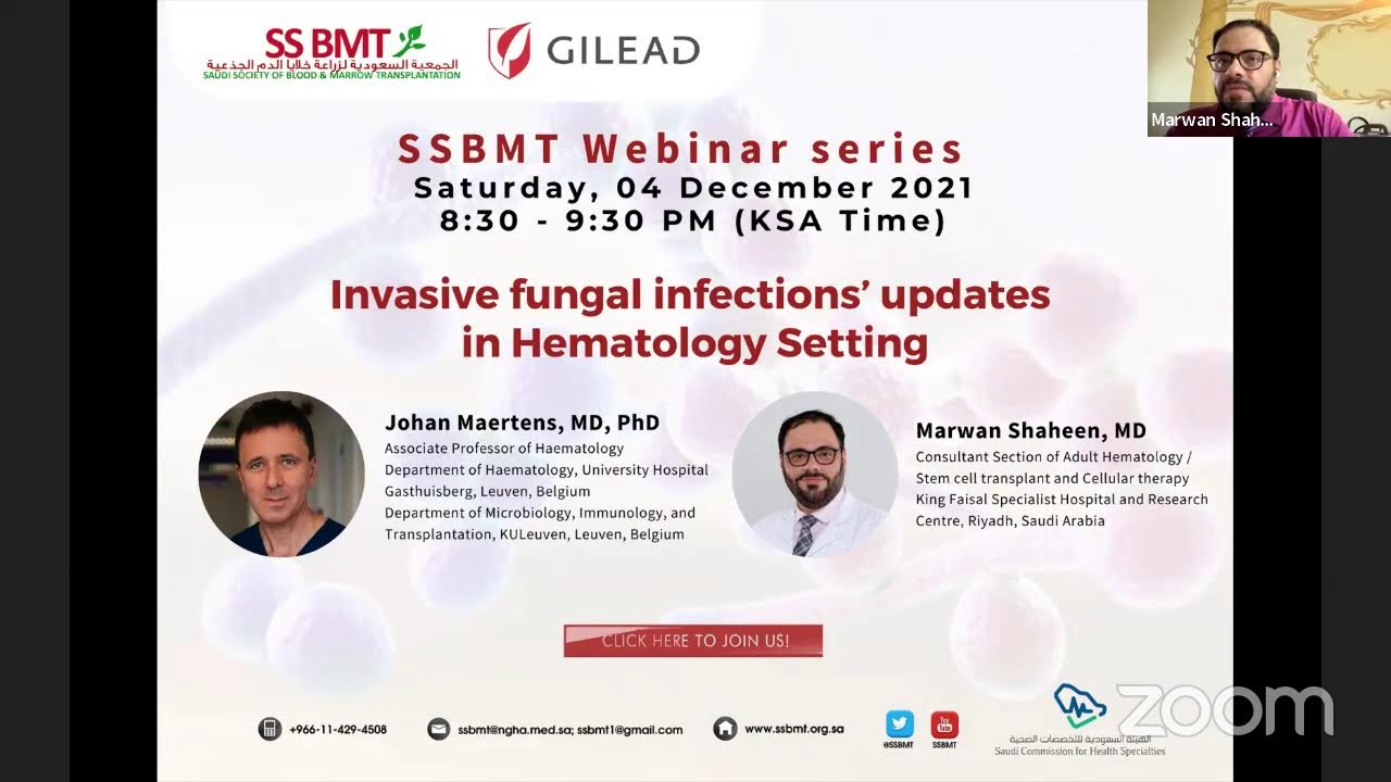 SSBMT Webinar Series - Invasive fungal infections’ updates  in Hematology Setting - 04 December 2021
