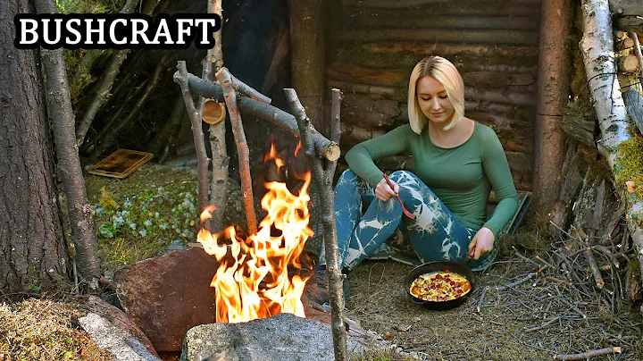 Bushcraft trip - Natural shelter - Spatula carving...