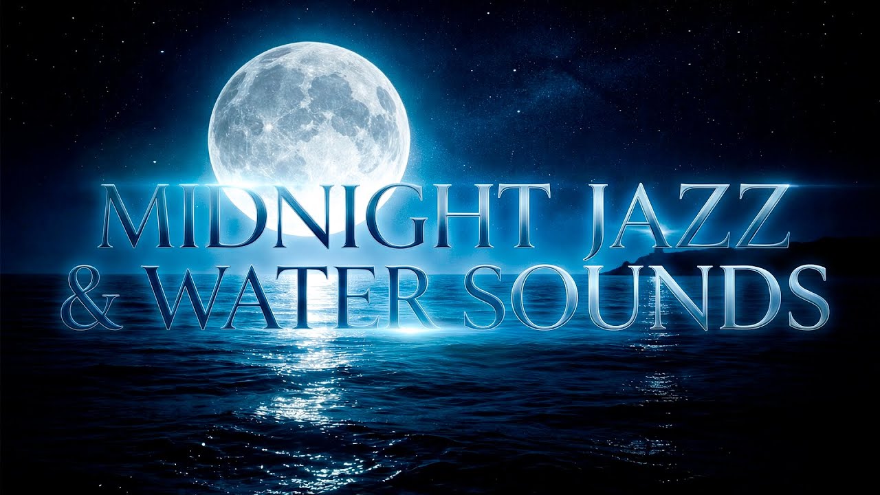 Midnight Jazz & Water Sounds 🌕 Relaxing Smooth Jazz  | Ocean Ambience