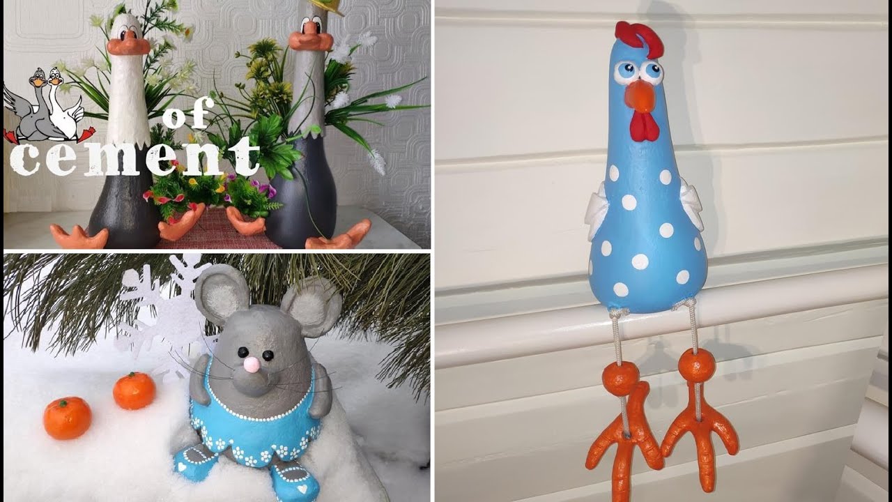 Бюджетные ИДЕИ ДЛЯ САДА из ЦЕМЕНТА бетона своими руками Садовый декор для украшения дачи сада