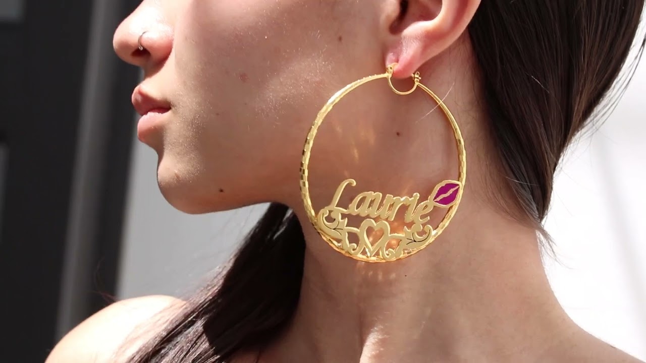 Personalized Name Hoop Earrings For Trendy Look in Gold Plating KCE 7