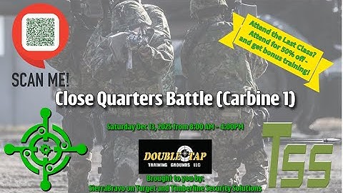The next CQB Rifle / Advanced Carbine 1 class is December 13th, 2025 at DoubleTap Training Grounds!