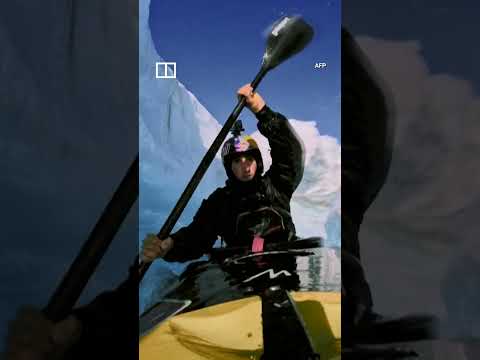 IN A MINUTE: Kayaker records biggest descent of a glacial waterfall #shorts