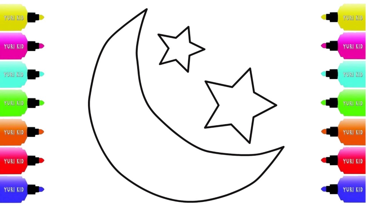 How to Draw a Moon with Stars Step by Step - YouTube