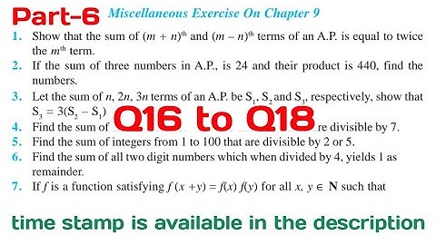 Chapter 9 Sequence and Series miscellaneous exercise class 11 maths Q16 to Q18