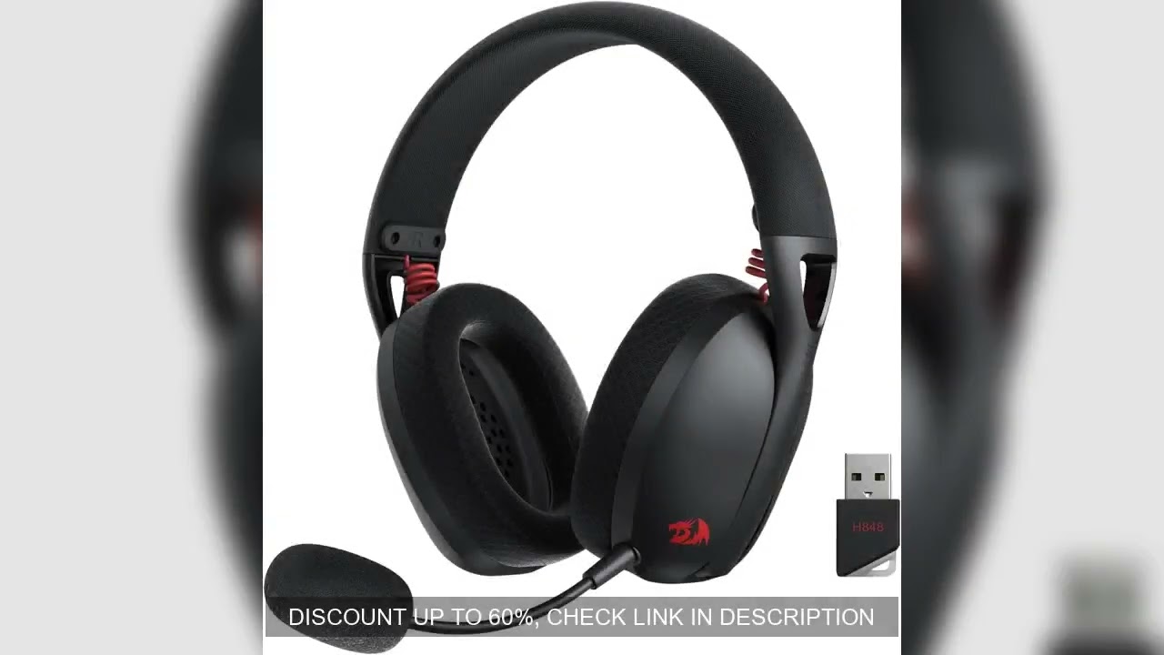 Redragon H848 Headset Bluetooth Wireless Gaming Lightweight 7.1 Surround Sound 40MM Drivers Detachab