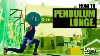 How To Do An ALTERNATING BARBELL PENDULUM LUNGE | Exercise Demonstration Video and Guide