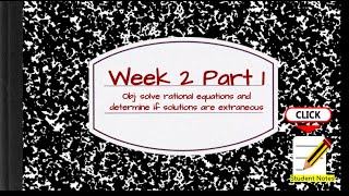 Week 2 Part 1 Rational Equations