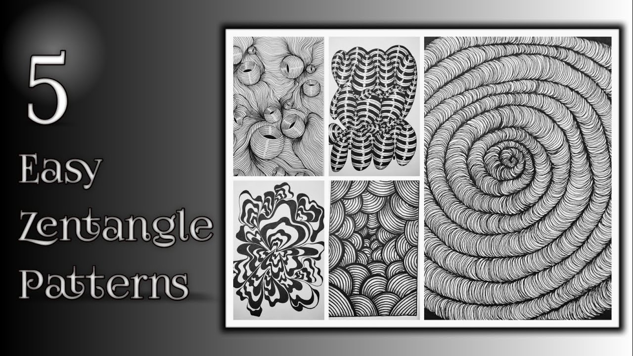 5 Easy Zentangle Patterns for Beginners | Zentangle Art Tutorials ...