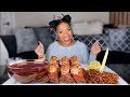 LOBSTER TAILS | BLACK BEAN NOODLES MUKBANG| IM OUT THE HOSPITAL!!!!!