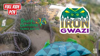 IRON GWAZI Roller Coaster FULL RIDE POV Busch Gardens Tampa