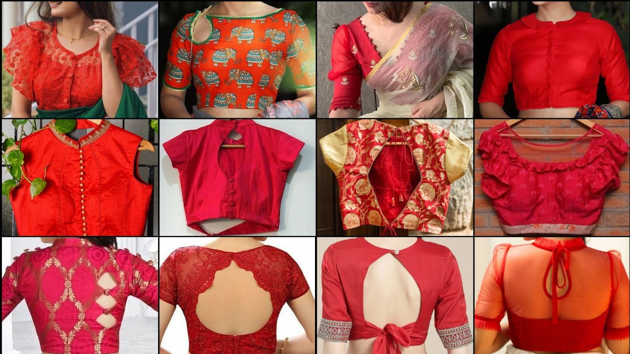 Red Colour//Blouse Designs New Model//Red Blouse Designs Front And ...