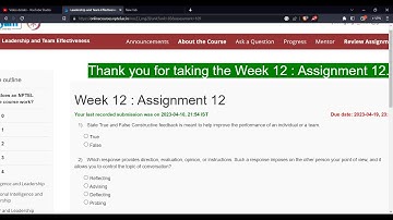 Leadership and Team Effectiveness Week 12 2023  answers #leadershipandteameffectiveness  #week12