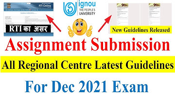 IGNOU Dec 2021 Assignment Submission Latest Guidelines of All Regional Centre of IGNOU in One Video