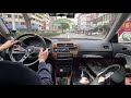 Pov manual car downtown commuting with pedal cam asmr  honda civic