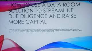 How to Use a Data Room Solution to Streamline Due Diligence and Raise More Capital