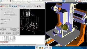 5 axis table-table vismach simulation (Kinematics LinuxCNC & Fusion360 NC code)