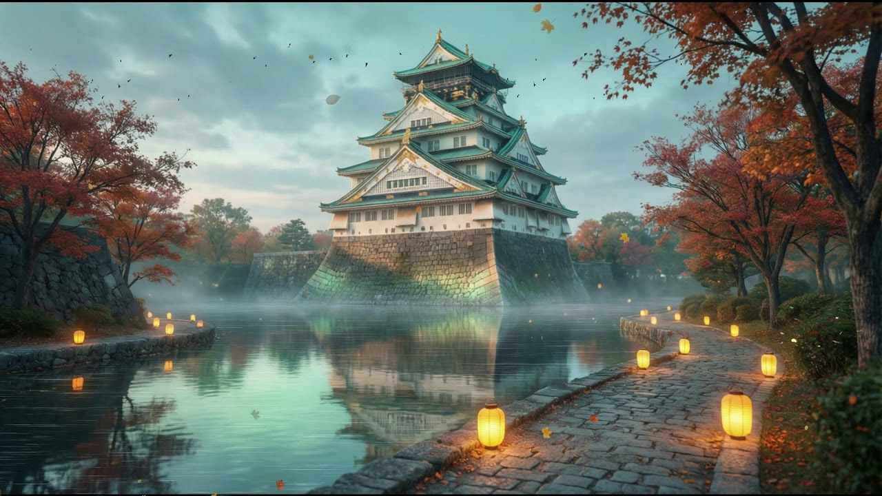 Ghibli Dreamscape: Osaka Castle Lofi Ambience 🏯 Pastel Anime Study & Sleep Music (4K Relax)