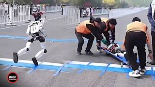 Moment Marathon Robot SHATTERS as Medics Rush in with Stretcher