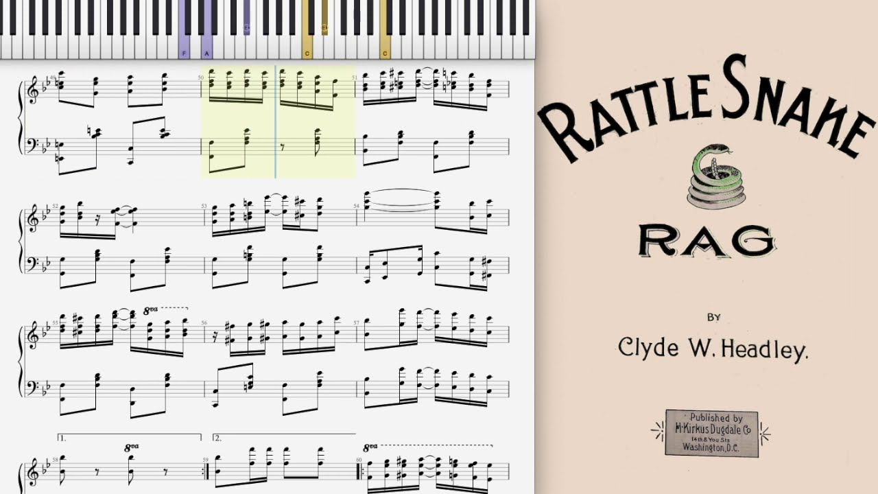 Rattlesnake Rag by Clyde Headley (1910, Ragtime piano) - YouTube