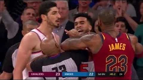 LeBron James vs Frank Ntilikina and Enes Kanter - LeBron mocks Ntilikina!