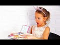 Уля смотрит Лайк Настя и учится пользоваться детской косметикой Ulya play with Makeup Toy Kit