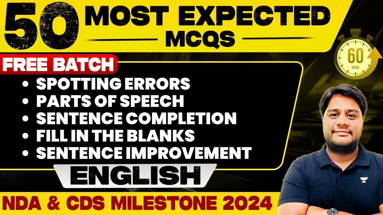 Most Expected MCQs of English Grammar | UPSC NDA-2 & CDS-2 2024 ...