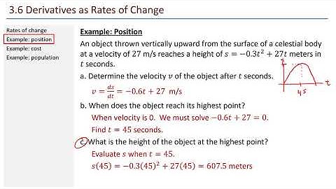 Math 211 - 3.6 Derivatives as Rates of Change