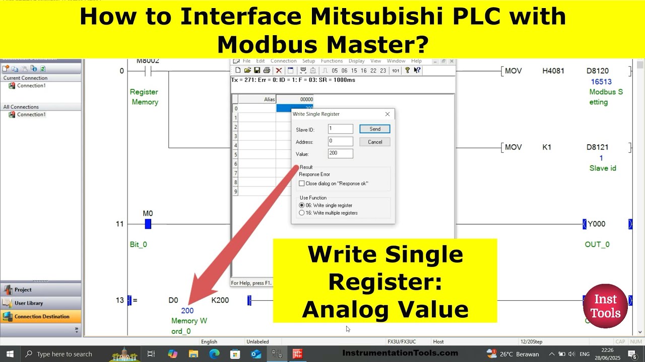 How to Interface Mitsubishi PLC with Modbus Master? - YouTube