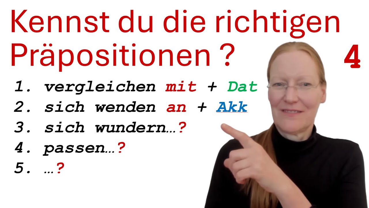 Verben mit Präpositionen mit Akkusativ und Dativ 4 - B1 / B2 - Deutsch ...