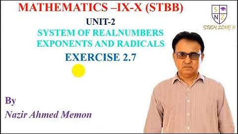 Rational Exponents | Unit:2, Exercise 2.7, Question 11 - 12 | STBB | Sindhi | 4K | Study Zone N