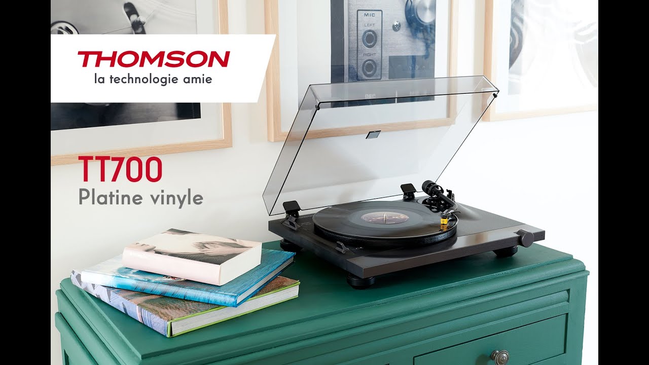 THOMSON TT700 - Platine vinyle premium 33 et 45 tours - Tete de lecture  AT91 Audio Technica - Antiskating - Noire