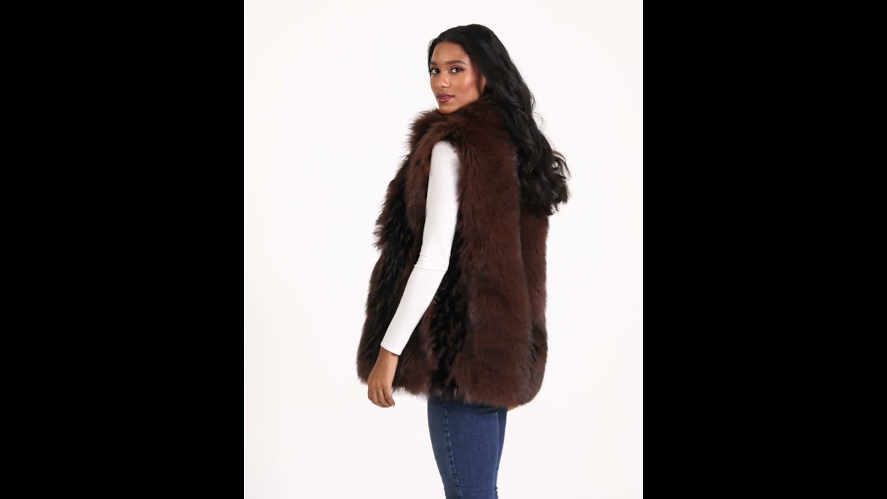 Chocolate Fox Faux Fur Hook Vest - Fabulous Furs