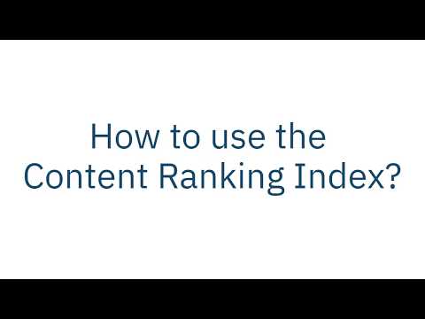 How to use the Content Ranking Index?