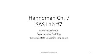 SAS Lab 7 Video   Hanneman Ch 7