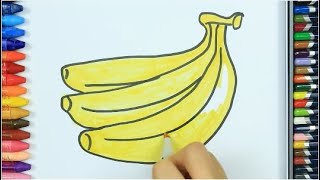 Jak narysować banana 🍌 | Nauka warzyw i owoców | Kolorowanka | How To Draw Banana