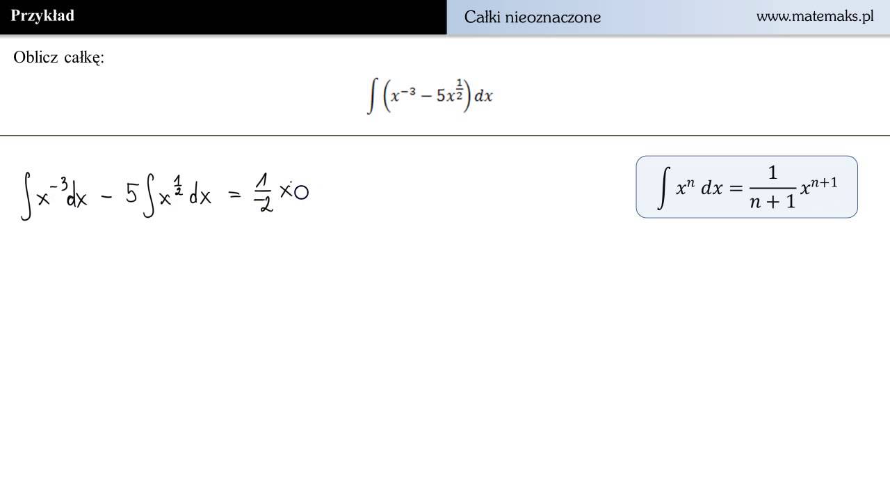Wzory Na Calki E Trapez Całka nieoznaczona - przykład 7 - YouTube