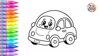 Easy Cute Car Coloring for Kids 🚗 | Easy Marker Coloring | Drawing & Coloring Tutorial