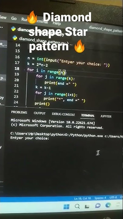 🔥 Diamond python pattern 🔥| interview questions 🔥 #shorts #viral # ...