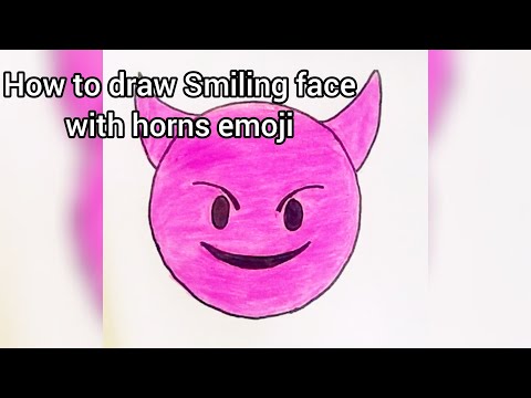 How to draw smiling face with horns emoji