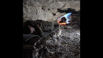 I MADE a CAVE by CARVING the ROCK with FIRE using PRIMITIVE METHODS | DIY Project, Winter camping