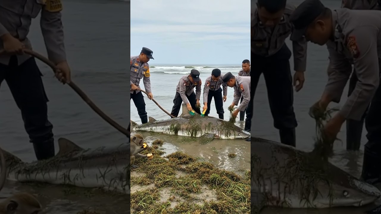 HERO MONKEY'S CALL: Wildlife Rescuers Save Stranded Shark on Beach! 